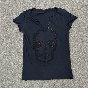 Zadig & Voltaire Black Skull Short Sleeve Tee